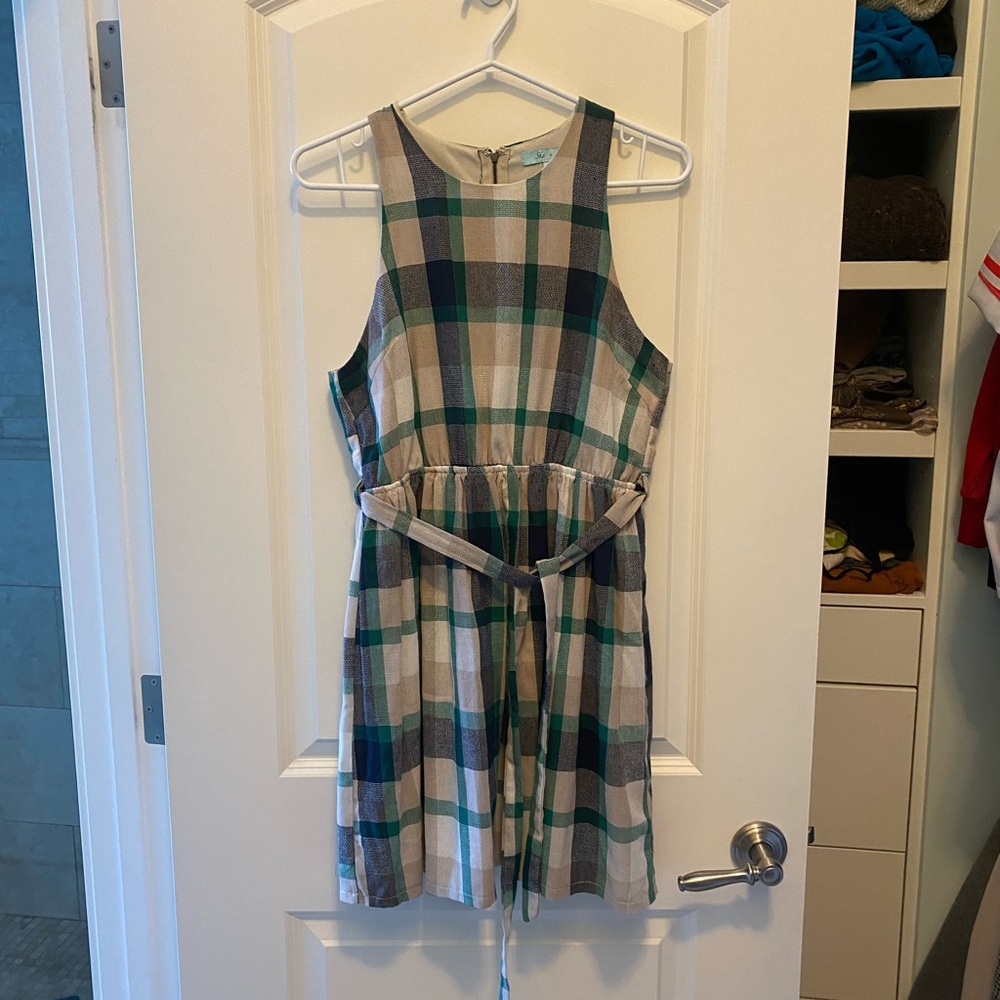 She + Sky Plaid Sleeveless Dress